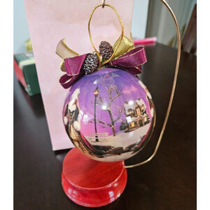 1997 Holiday Barbie Christmas Ornament 4" Decoupage with Wooden Stand